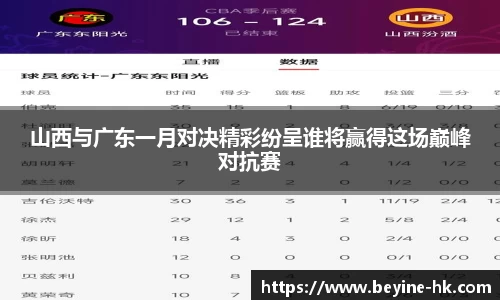 k1体育山西与广东一月对决精彩纷呈谁将赢得这场巅峰对抗赛